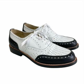 Remix Classic Vintage Footwear Fairway Black & White Leather Oxford Shoe Mens 10