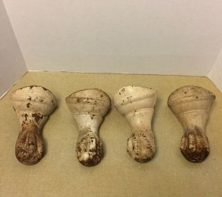 Set Of 4 Antique Cast Iron Claw Foot Tub Feet Ball & Claw