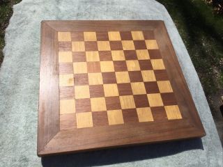 Antique Vintage Inlaid Wood Footed Chess Game Board Inlay