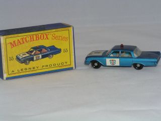 Vintage Lesney Matchbox 55 Police Patrol Car Vhtf Dark Blue