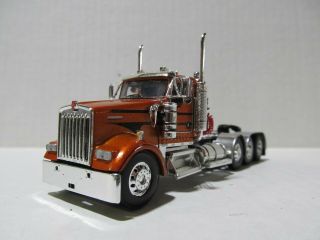 Dcp / First Gear 1/64 Scale W - 900 Kenworth Day Cab,  Triple Axle,  Copper & Black