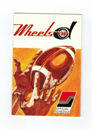 1974 Wfl World Football League Detroit Wheels Official Pocket Schedule