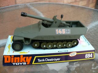 Dinky Diecast No 694 Hanomag Tank Destroyer 1974 - 80 Old Stock Rare