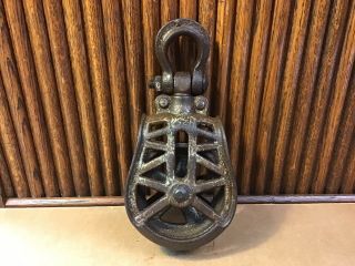 Antique Ornate Cast Iron Hay Trolley Drop Pulley Hoist Old Vtg Myers Farm Tool