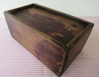 Antique Candle Box Wood W/orig Dark Red Paint,  Primitive Square Nails,  11 " X6 " X5 "