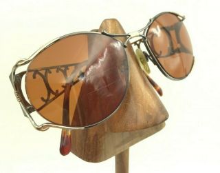 Vintage Neostyle Mozart 357 Gunmetal Gold Oval Sunglasses FRAMES ONLY 2