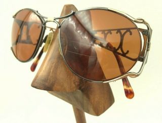 Vintage Neostyle Mozart 357 Gunmetal Gold Oval Sunglasses FRAMES ONLY 3