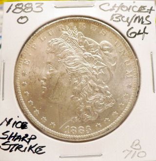 1883 - O Morgan Silver Dollar Choice Bu/ms,  White,  Sharp Strike B710