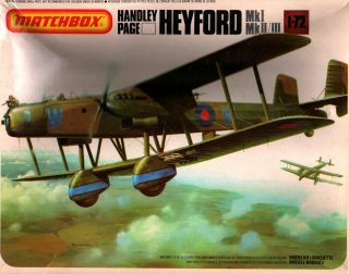Matchbox 1/72 Handley Page Heyford Ww2 Raf Biplane Bomber (1980) Pk - 605 Open Box