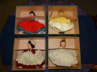 (4) Madame Alexander Dolls In Boxes: 781 Meg,  Jo,  Marme & Amy