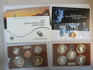 2019 U.  S.  Clad Proof 11 Coin Set,  Box And (includes W Cent)