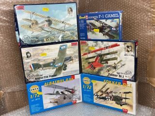 Roden,  Smer & Revell 1/72 Ww1 Fighter Aircraft Kits X 4,  Fokker,  Albatros Etc
