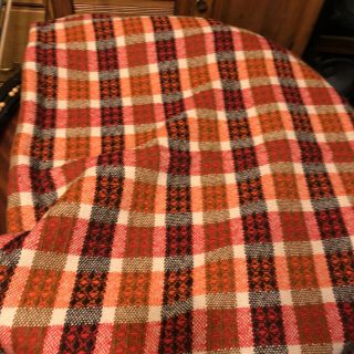 Vintage Pendleton Virgin Wool Couch Throw Camp Blanket Plaid Fringed USA 56” - 64” 2