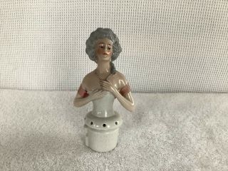 Antique Larger German Goebel Porcelain Half Doll - 5 1/4 " Tall