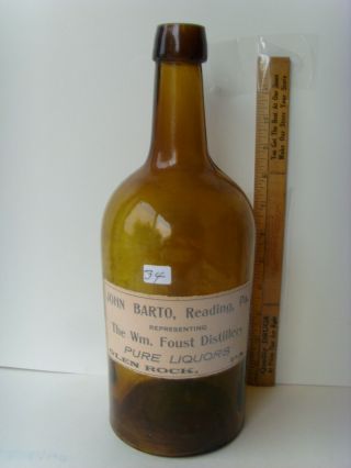 Antique ½ Gallon Labeled " Glen Rock,  Pa.  " Demi - John Bottle 12¾” 1870 - 1890 67/34