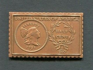 1795 United States Liberty Cap 1/2 Half Cent Numistamp Medal 1976 Mort Reed