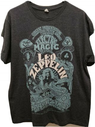 Vintage 1971 Led Zeppelin T - Shirt Size L Concert Tour Electric Magic Empire Pool