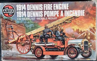Rare 1/32 Scale Vintage 1914 Dennis Fire Engine Airfix Model Kit Open Box
