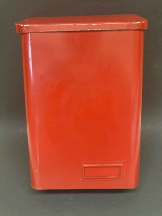 Vintage Swedish Red Metal Post Wall Mount Mailbox Authentic Danish 14 "