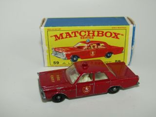 Matchbox Lesney Regular Wheels 59c Ford Galaxie Very Rare Red Roof Light Vgib
