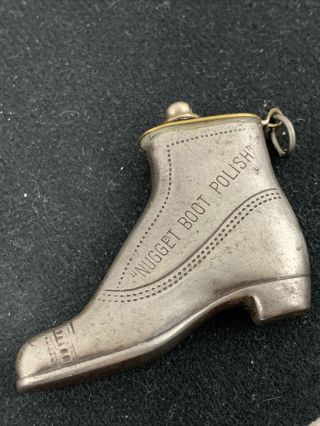 Antique Small Figural Shoe / Boot Pocket Lighter Advertising Nugget Boot Polish