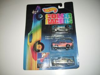 Hot Wheels 1987 Color Racers Carded Vette,  Porsche & 55 Chevy