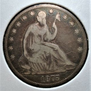 1875 Silver Seated Liberty Half Dollar