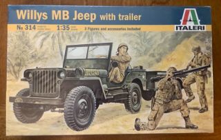 Italeri 1/35 Kit 314 Willys Mb Jeep With Trailer 1:35 Scale Model Kit