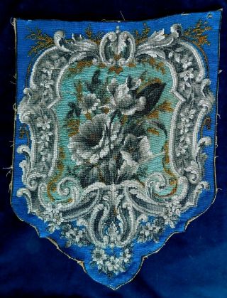 Antique Victorian Glass Bead Work And Tapestry / Needlepoint Panel,  36 X 48 Cm