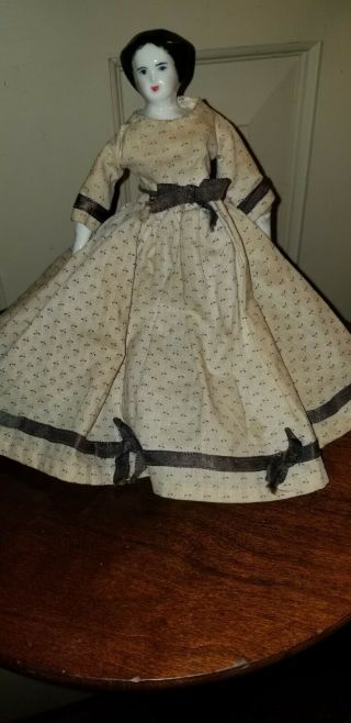 Vintage China Head Dollhouse Doll Dressed 8 "