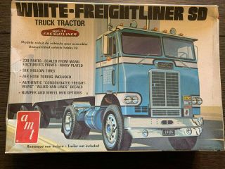 White Freightliner Sd Tractor 1/24 Amt Niob Vintage ▓rare▓ Rig Truck Hauler