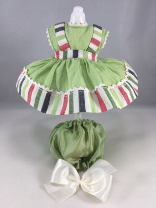 Vintage Vogue Ginny 1952 " Hope " Green W - Stripes Dress,  Bloomers,  Bow (no Doll)