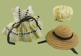 Vogue Tagged - 8 " Ginny 40 Wanda Outfit - Dress - Straw Hat & Bloomers