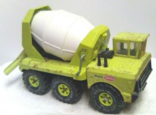 Rare 1970s Vintage Mighty Tonka Truck Cement Mixer Pressed Steel Toy Lime Green