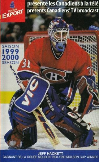 1999 - 2000 Nhl Hockey Montreal Canadiens Pocket Schedule