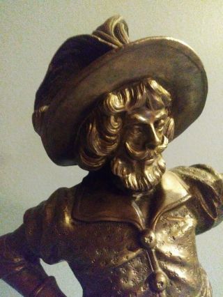 Antique Brass Bronze Spanish Conquistador Figure 12 " Tall Extremely Detailed