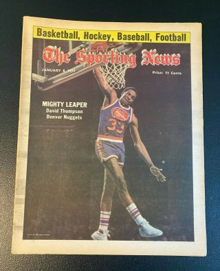 January 8,  1977/the Sporting News/ David Thompson /denver Nuggets/mighty Leaper