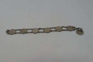 Rare Antique Victorian Sterling Silver 925 Love Token Coin Bracelet 13.  4g 484 2
