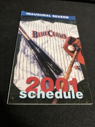 2001 Lakewood Blue Claws Baseball Pocket Schedule Phillies Affiliate First Year