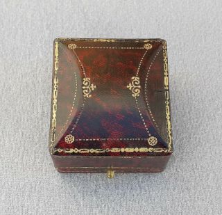 Antique Brown Leather Jewellery Push Button Box For Ring Jewellery Box