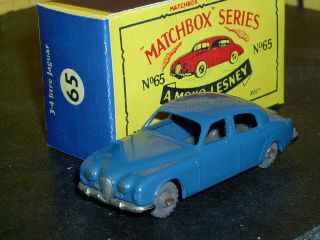 Matchbox Lesney Jaguar 3.  4 Sedan Gpw Rare Silver Plate 65 A2 Sc1 Vnm Crafted Box