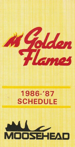 1986 - 87 Ahl Hockey Moncton Golden Flames Pocket Schedule