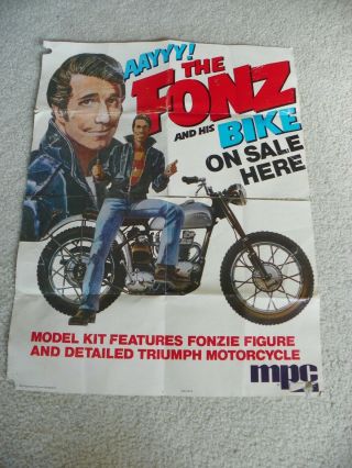 Vintage 1976 The Fonz And His Bike Triumph Model Kit Mpc Advertising Poster