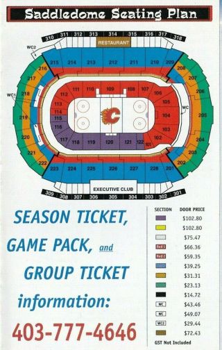 1999 - 2000 NHL Hockey Calgary Flames Pocket Schedule 2