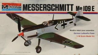 Monogram 1:48 Messerschmitt Me - 109 E German Luftwaffe Plane Plastic Kit 6800u