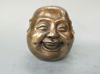 Chinese Pure Brass Pleasure,  Anger,  Sorrow,  Joy Four Face Buddha Head Statue