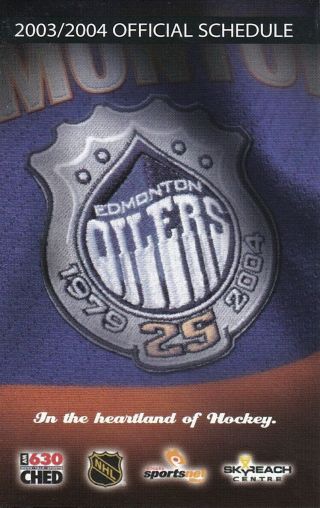 2003 - 04 Nhl Hockey Edmonton Oilers Pocket Schedule - Ford