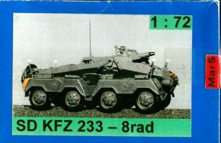 Mars 1:72 Heavy Armoured Car Sd.  Kfz.  233 8 Rad 1914 - 45 Resin Kit 7226u