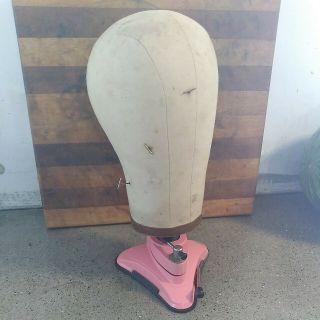 Antique Vintage Wig Hat Head Form Millinery Canvas Display Stand - 21 -