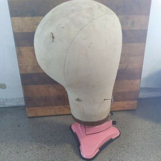 Antique Vintage Wig Hat Head Form Millinery Canvas Display Stand - 21 - 2